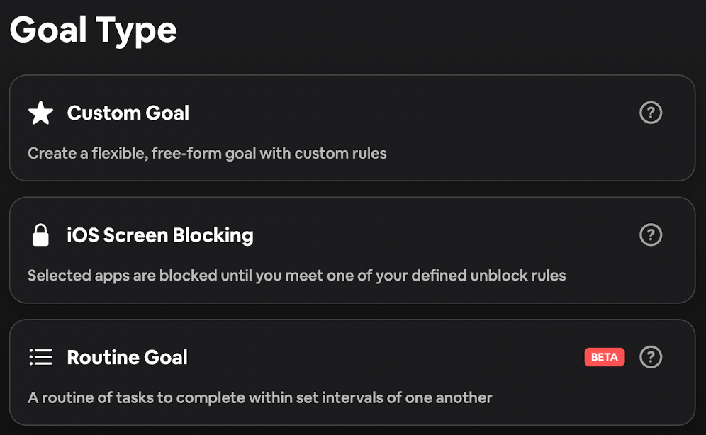 Custom goal creation flow
