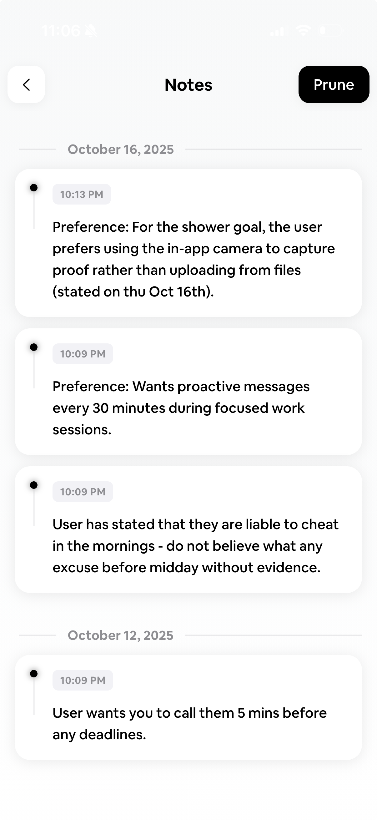 Memory Notes Interface