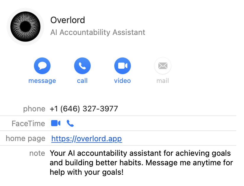 Overlord Contact Card