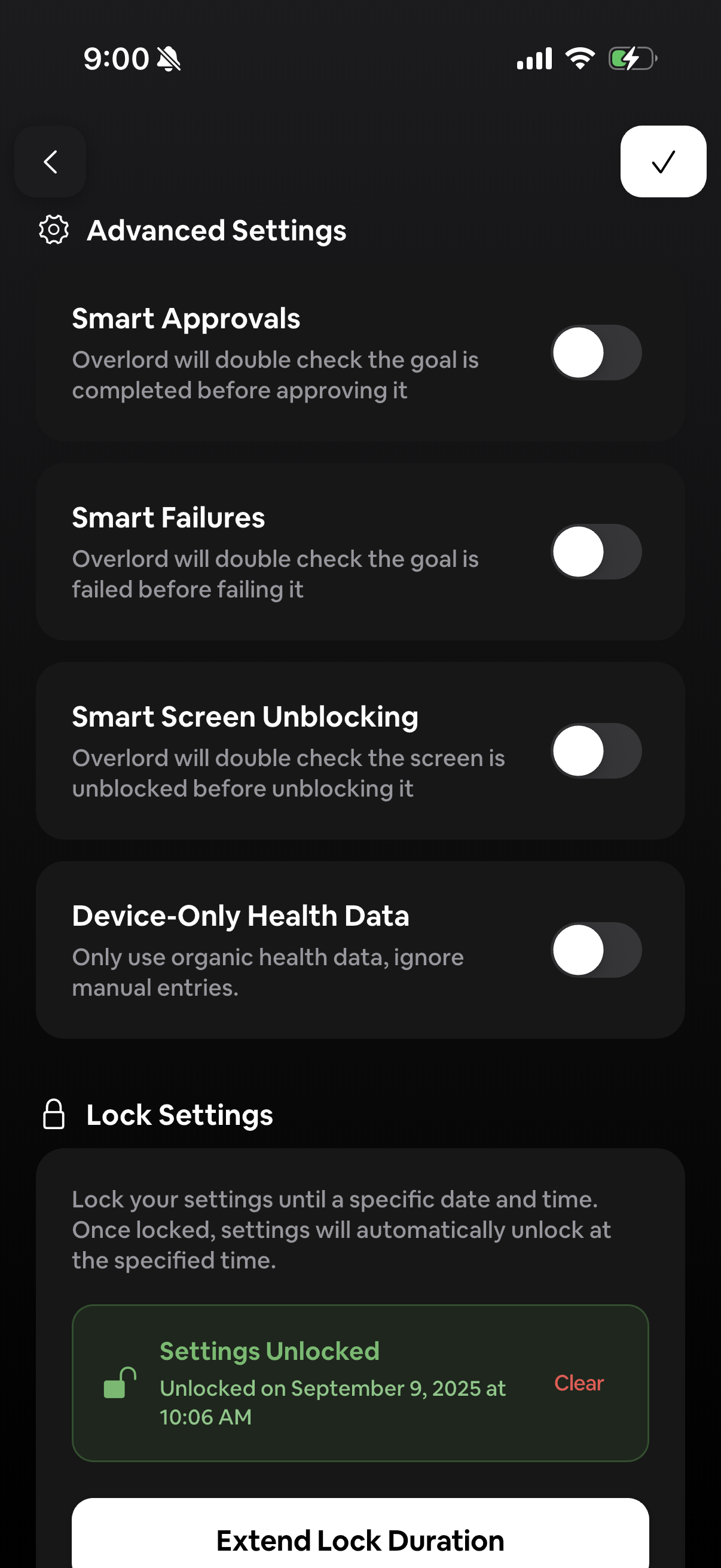 Smart Approvals and Lock Settings